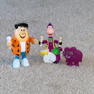 Vintage Fred Flintstone and Dino Figurines with Elephant, 1991